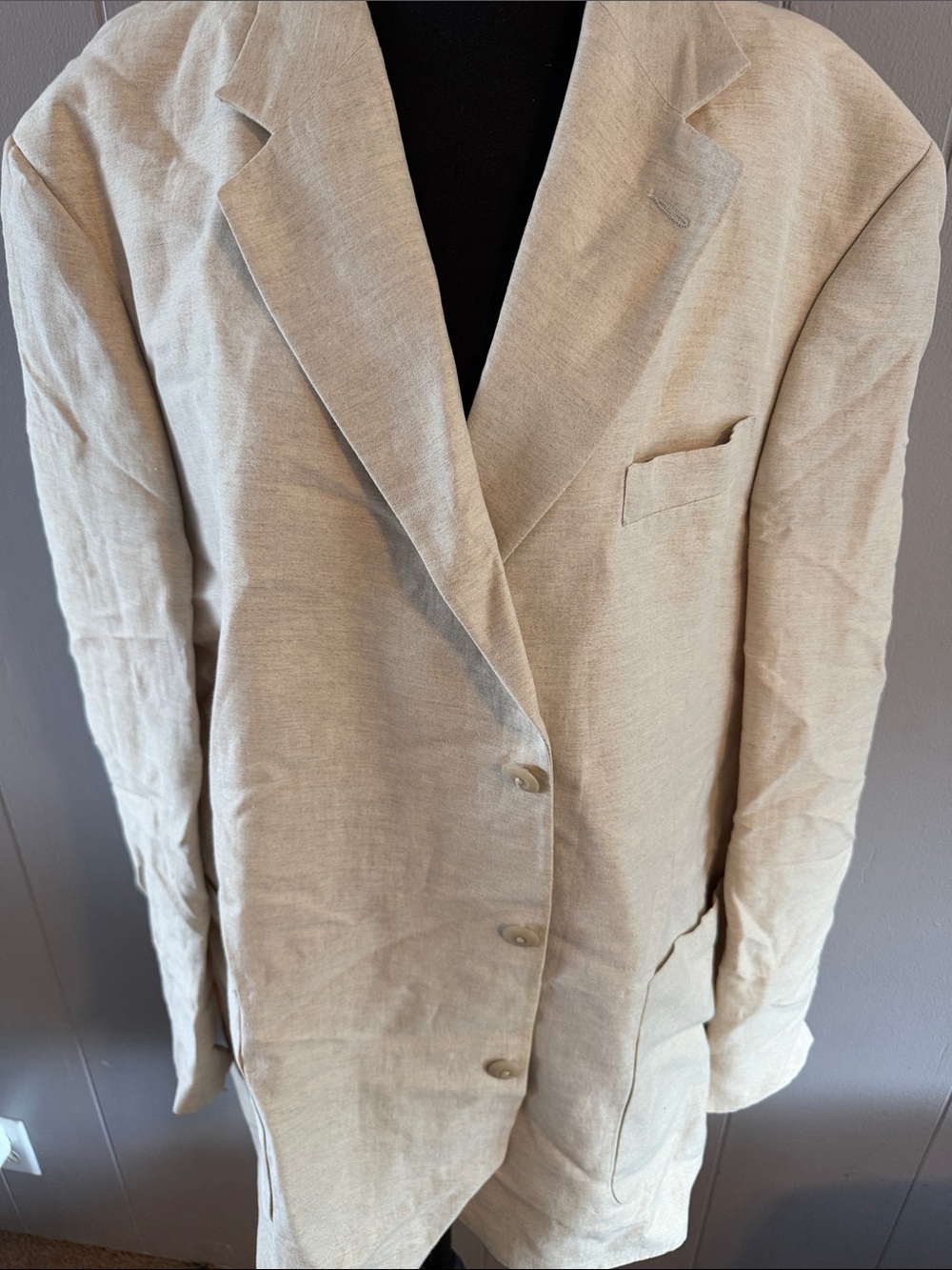Geoffrey Beene Linen-Blend Tailored Blazer in Light Beige